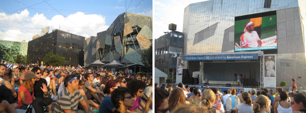 Enspiel�bertragung am Federation Square